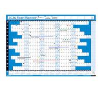 2026 Year Yearly Annual Office Home Wall Planner Calendar Chart Poster/Includes UK & Ireland Bank Holidays/Unmounted Unlaminated (Blue, Extra Large 68cm x 100cm - Rolled)