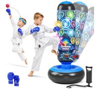 2026Electric light-up punching bag for kids 3-8, 1.5M Inflatable Boxing Bag toy with Music, Scoring, 4-Mode Game, kids punch bag with Gloves, Boxing sport Gifts Toys for 6 7 8 9 10 11 12 Year Old Boys