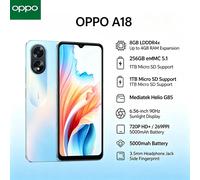 2026official OPPO A18 Dual SIM Smartphone-8 GB + 256 GB - Helio P35 - 6.5' HD+ Display - 5000 mAh Battery - 48 MP AI Dual Camera Purple