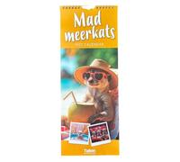 2027 12 Month Slim Calendar Wall Hanging with Gift Envelope - Funny Animals (Mad Meerkats 5072)