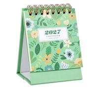 2027-2008 Desktop Calendar with 18-Month Planning, Green | Metal Coil Binding, Pages Turn a Full 360 Degrees, Writable Areas for Reminders Alongside Calendar Dates At a Desk