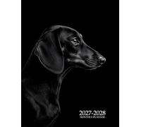 2027-2028 Monthly Planner: 2 Year From January 2027 to December 2028 with Holidays | Dachshund Black Cover