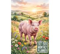 2027-2028 Monthly Planner: Pig Animal themed Cover Two-Year Calendar Organizer with Monthly Goals, To-Do Lists, Notes, Vision Board and Contacts