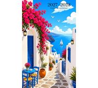 2027-2028 Pocket Calendar for Purse: 2 Year Small Size Monthly Planner from January 2027 to December 2028 | Greece Design Cover