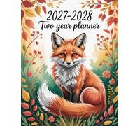 2027-2028 Two Year Planner: Fox Animal themed Cover 2 Page Spreads With Monthly Calendar Grids 24 Month Organizer Schedule Address Contact Notes