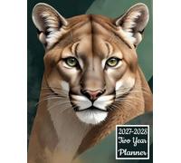 2027-2028 Two Year Planner: Mountain Lion Cougar Animal themed Design Cover 2 Page Spreads With Monthly Calendar Grids 24 Month Organizer Schedule Address Contact