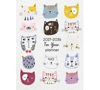 2027-2036 Ten Year Monthly Planner: 10 Year Calendar Organizer Two Pages Per Month From January 2027 To December 2036 with Holidays Cat Lovers
