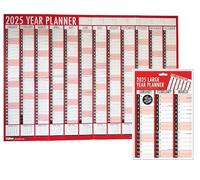 2027 A1 Wall Calendar Planner, Red & White, Premarked With UK National Bank Holidays and other significant dates and noteworthy events.