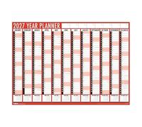 2027 A1 Wall Planner Calendar - Large Year to View 84x60cm Wall Planner - Unmounted Office Staff Holiday Calendar with UK Bank Holidays - Annual Leave & Work Schedule Rota Organiser for Home & Office