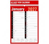 2027 A3 Easy View Calendar Wall Calendar One Month to View Large A3 Monthly Planner 60 GSM Paper Wall Hanging Calendar for Home Office School Family Appointment Organiser