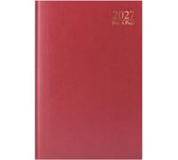 2027 A4 Day a Page Diary - Full Year Hardback Casebound Organiser - Day per Page Desk Diary Planner for Home Office School & Work - UK Focused Diaries with Durable Covers & Ribbon Page Marker (Red)