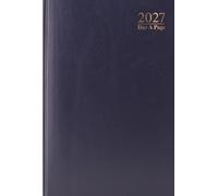 2027 A4 Day a Page Diary - Full Year Hardback Casebound Organiser - Day per Page Desk Diary Planner for Home Office School & Work - UK Focused Diaries with Durable Covers & Ribbon Page Marker (Blue)