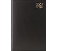 2027 A4 Day a Page Diary - Full Year Hardback Casebound Organiser - Day per Page Desk Diary Planner for Home Office School & Work - UK Focused Diaries with Durable Covers & Ribbon Page Marker (Black)