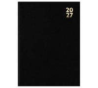 2027 A4 Day to Page Appointment Diary With Half Hour Slot Personal Organiser Planner Hardback Full Page on Saturday & Sunday (Black)