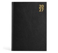 2027 A4 Day to Page Appointment Diary With Hour Slot Personal Organiser Planner Hardback Half Page on Saturday & Sunday (Black)