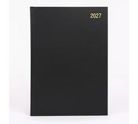 2027 A4 Diary - 2 Pages Per Day - Hardcover Daily Planner in Black - Large Organiser for Office, Home, Study - Stuff4Office