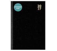 2027 A4 Diary Day Per Page - Black Appointment Book Hourly Slots - Hardback Business Daily Planner Organiser - Professional Home Office Desk Business