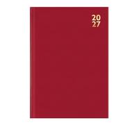 2027 A4 Diary W ay Per Page - Red Appointment Book Hourly Slots - Hardback Business Daily Planner Organiser - Professional Home Office Desk Business