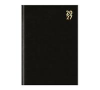 2027 A4 Diary Week To View - Black Hardcover Case Bound Weekly Planner - Business Work Study Organiser - Professional Home Office Desk Business
