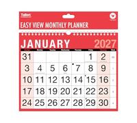 2027 A4 Landscape Easy Month To View Spiral Bound Wall Planner Calendar