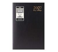 2027 A4 Page a Day Hardback Diary with Full Page Saturday Sunday - Black