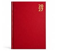 2027 A5 Day A Page Appointment Diary With Half Hour Slot Personal Organiser Planner Hardback Half Page on Saturday & Sunday, Organizer With Ribbon Marker for Business, Office, Home, (Burgundy)