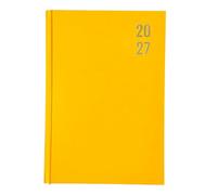2027 A5 Day A Page Appointment Diary With Hour Slot Personal Organiser Planner Hardback Half Page on Saturday & Sunday, Organizer With Ribbon Marker for Business, Office, Home, (Bright Yellow)