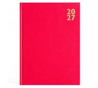 2027 A5 Day A Page Appointment Diary With Hour Slot Personal Organiser Planner Hardback Half Page on Saturday & Sunday, Organizer With Ribbon Marker for Business, Office, Home, (Bright Pink)
