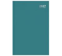 2027 A5 Day a Page Diary - Hardback Casebound Daily Planner with Ribbon Marker - UK Holidays & Notable Dates - Full Year Organiser for Home, Office, Work & Business - A5 210 x 150mm (Teal 2027)
