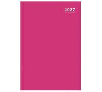 2027 A5 Day a Page Diary - Hardback Casebound Daily Planner with Ribbon Marker - UK Holidays & Notable Dates - Full Year Organiser for Home, Office, Work & Business - A5 210 x 150mm (Pink 2027)