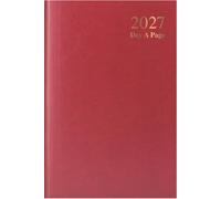 2027 A5 Day a Page Diary - Hardback Casebound Daily Planner with Ribbon Marker - UK Holidays & Notable Dates - Full Year Organiser for Home, Office, Work & Business - A5 210 x 150mm (Burgundy Red)