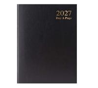 2027 A5 Day a Page Diary Hardback Split Saturday/Sunday 3182 - Black 1828