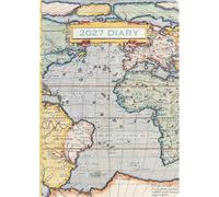 2027 A5 Diary Week to View - Antique Maps Vintage Design, Hardback Planner with Ribbon Marker, 160 Pages, Weekly Organiser Journal