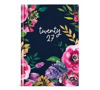 2027 A5 Hardcover Diary, Week to View Planner, Stylish Lilac Floral Design, A5 Size (Blue Floral)