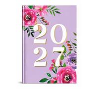 2027 A5 Hardcover Diary, Week to View Planner, Stylish Lilac Floral Design, A5 Size (Lavender Floral)