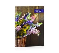 2027 A5 Patterned Diary Week to View Floral Hardback Flowers Diary with Ribbon Bookmark Weekly Planner, Notes Pages, Year Planner 2027-2028 Sewn Binding 21x14.8x08cm Pack of 1