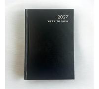 2027 A5 Premium Week To View Diary Hardback Cover Appointment & Ribbon Marker, Full Year Planner, Organizer for Business, Office, Home, Traveling, Organization (Black)
