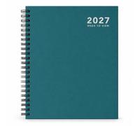 2027 A5 Size Wiro Weekly Bright Diary Silver Foil Effect Spiral Week To View Hardcover Wirebound Diary Planner Organizer Diaries for Business, Office, Home, Traveling, Organization (Green)