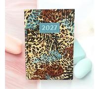 2027 A5 Week to View Diary, Assorted Floral Designs, Hardback Cover, Ribbon Marker, Full Year Planner, Organiser for Business, Office, Home, Travel (Leopard Print)