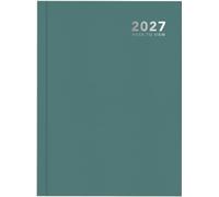 2027 A5 Week to View Diary - Full Year Hardback Casebound Organiser - Weekly Layout Diary Planner for Home Office School & Work - UK Focused Diaries with Colourful Covers (Teal)