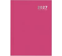 2027 A5 Week to View Diary - Full Year Hardback Casebound Organiser - Weekly Layout Diary Planner for Home Office School & Work - UK Focused Diaries with Colourful Covers (Pink)