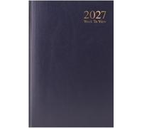 2027 A5 Week To View Diary - Full Year Hardback WTV Casebound Planner - for Home Office School & Work - UK Dates Full Year Diaries (Blue)