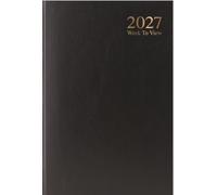 2027 A5 Week To View Diary - Full Year Hardback WTV Casebound Planner - for Home Office School & Work - UK Dates Full Year Diaries (Black)