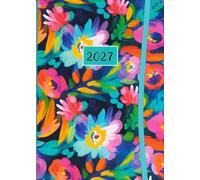 2027 A5 Week to View Diary - Pink or Green Watercolour Floral Design - UK Full Year WTV Planner Organiser Softback Journal (Full Flower)