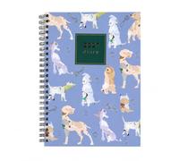 2027 A5 Week to View Diary - Puppy Dog Design - UK Full Year WTV Planner Organiser Hardback Spiral Bound Journal - FSC Quality Paper - Runs from 28th December 2026 to 2nd January 2028 (Blue Cover)
