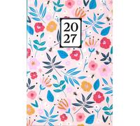 2027 A5 Week to View Diary - White & Pink Floral Design - UK Full Year WTV Planner Organiser Hardback Journal - Runs from 28th December 2026 to 2nd January 2028 (Colourful Floral)