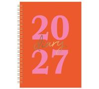 2027 A5 Week to View Diary - Wiro Bound (Orange 2027)