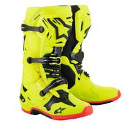 2027 ALPINESTARS TECH 10 BOOTS YELLOW FLUO BLACK RED MOTOCROSS NEW OFF ROAD MX