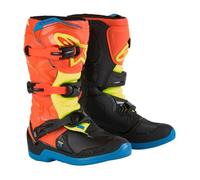2027 Alpinestars Tech 3S Youth Motocross Boots ORANGE FLUO ENAMEL BLUE YEL FLOU