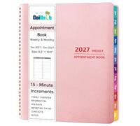 2027 Appointment Book - January - December 2027, Appointment Planner with Weekly ＆ Monthly Spread, 8.5'' x 10.5'', Large, 15 Minute Increments, 2027 Daily Planner with Pockets, Tabs, Soft Cover